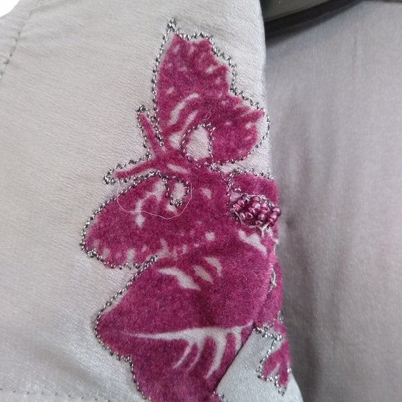 NWT Grandeur Jacket, Soft Surroundings, Gray with Mauve Flower pattern - Size M - Picture 14 of 15